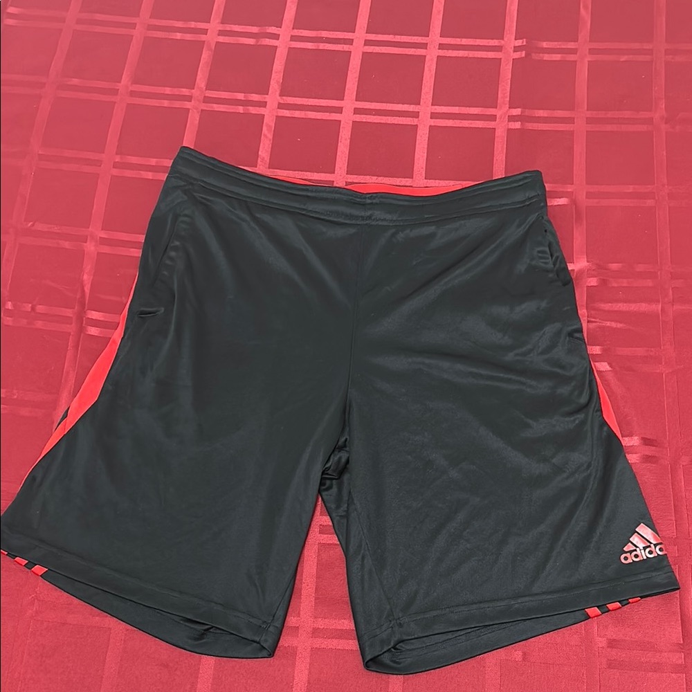Adidas Black Athletic Shorts, medium, with two side pockets